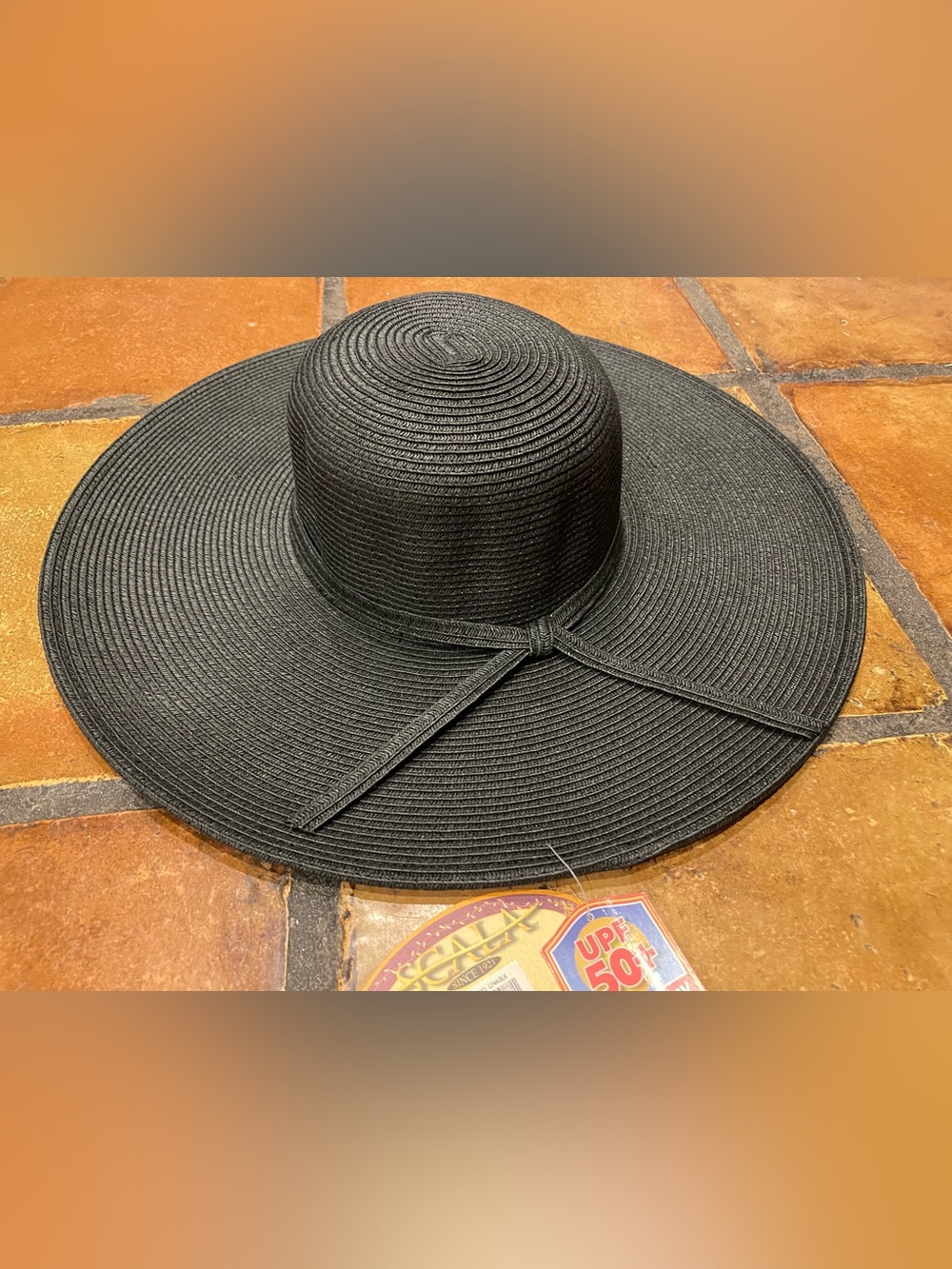 Scala Collezione Black Wide Brim Sun Hat LP44-BLK NWT UPF 50+ OS
